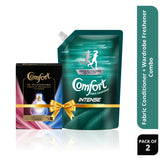 Comfort In-Wardrobe Premium Fragrance Hangers, Morning Fresh and Lily Fresh, pack of 4 & Comfort Intense 1L