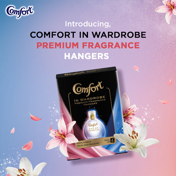 Comfort In-Wardrobe Premium Fragrance Hangers, Morning Fresh and Lily Fresh, pack of 4