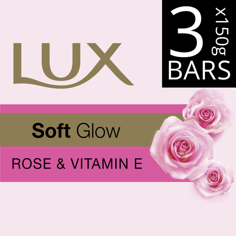 Lux Even-toned Glow Bathing Soap infused with Vitamin C & E | For Superior Glow | 150g x 3