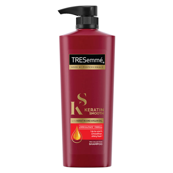 TRESemme Keratin Smooth Shampoo 580ml With Keratin Protein and Argan Oil | Salon-Like Smooth Hair | Up To 72H Frizz Control