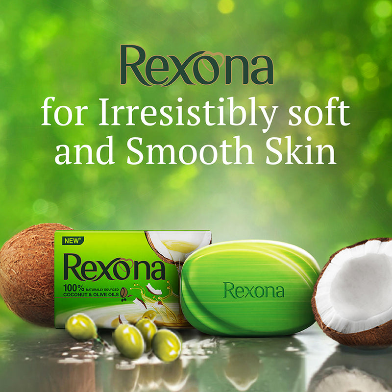 Rexona Coconut and Olive Oil Soap For Silky Smooth Skin, 100 g