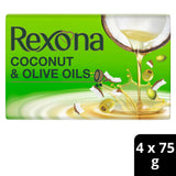 Rexona Coconut and Olive Oil Soap For Silky Smooth Skin, 4X75 g