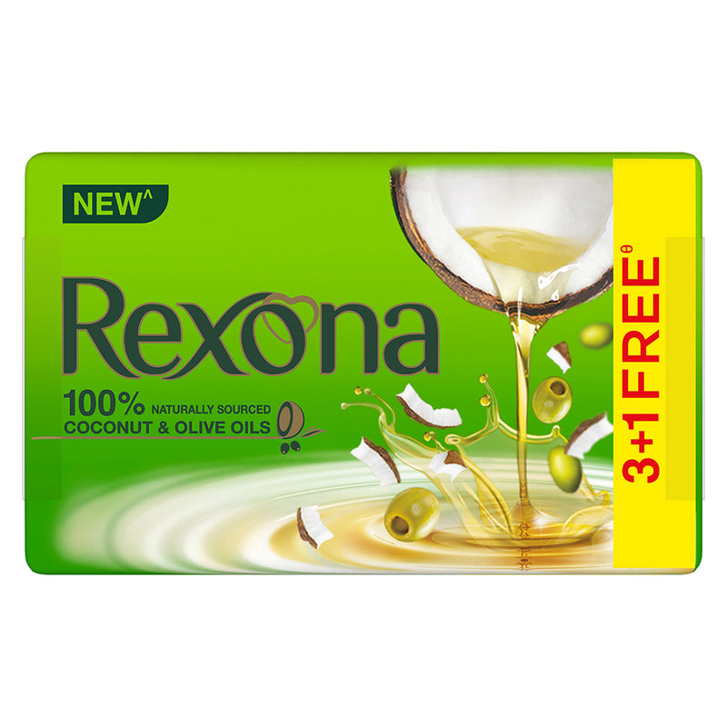 Rexona Coconut and Olive Oil Soap For Silky Smooth Skin, 4X75 g