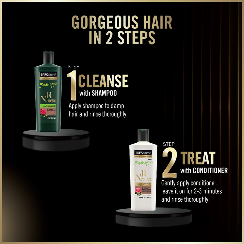 TRESemme Botanique Nourish & Replenish Shampoo 580 ml|| With Olive & Camellia Oil for Frizz Control & Hair Growth|| Paraben Free|| Smoothens Dry Hair