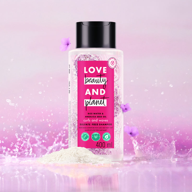 Love Beauty And Planet Rice Water & Angelica Seed Oil Silicone-Free Curl & Waves Shampoo|| No Parabens|| No Sulfates|| Angelica Essential Oil|| 400ml