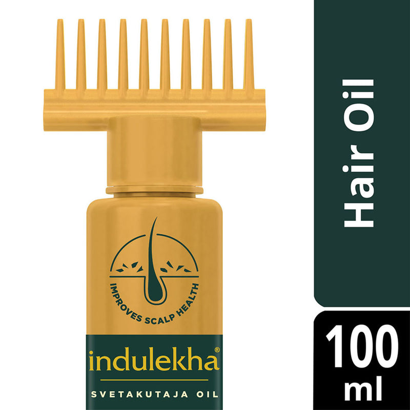 Indulekha Svetakutaja Ayurvedic Hair Oil 100 ml|Ayurvedic Medicinal oil for dandruff treatment with Svetakutaja-Comb Applicator Bottle for Men & Women