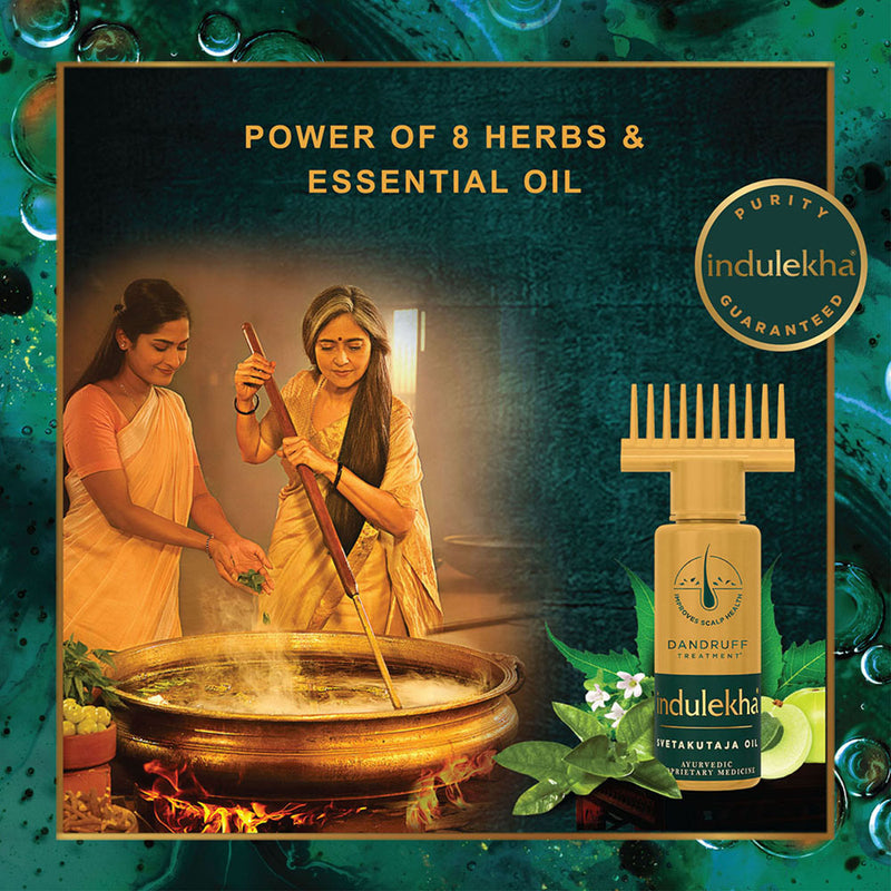 Indulekha Svetakutaja Ayurvedic Hair Oil 100 ml|Ayurvedic Medicinal oil for dandruff treatment with Svetakutaja-Comb Applicator Bottle for Men & Women