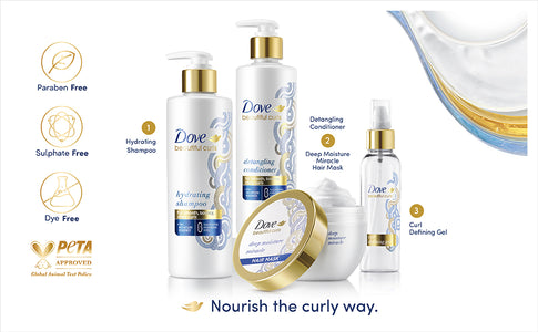 Dove Beautiful Curls Shampoo 380ml, Hair Mask 300ml & Hair Gel 100ml (Combo Pack)