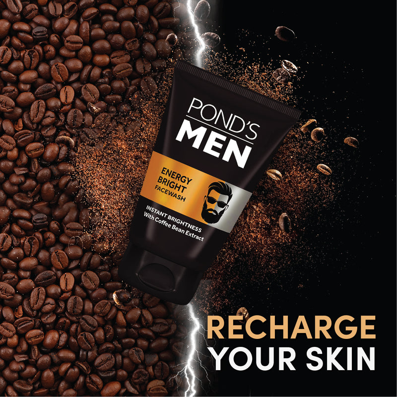 Ponds Men Energy Bright Facewash With Coffee Bean Extracts, (100gm)