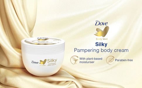 Dove Body Love Silky Pampering Body Cream Silky Soft Skin Paraben Free 300g and Dove Body Love Light Hydration Body Lotion Paraben Free 100ml(Combo Pack)