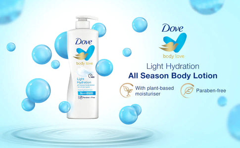 Dove Body Love Light Hydration Body Lotion Paraben Free 400ml and Dove Body Love Silky Pampering Body Cream Silky Soft Skin Paraben Free 300g(Combo Pack)