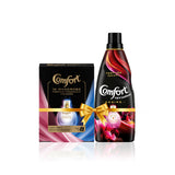 Comfort In-Wardrobe Premium Fragrance Hangers, Morning Fresh and Lily Fresh, pack of 4 & Comfort Perfume Deluxe Desire fabric conditioner. 850 ml
