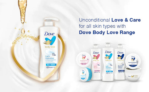 Dove Body Love Light Hydration Body Lotion Paraben Free 400ml and Dove Body Love Cooling Gel Crème Paraben Free 48hrs Hydration 145g (Combo Pack)