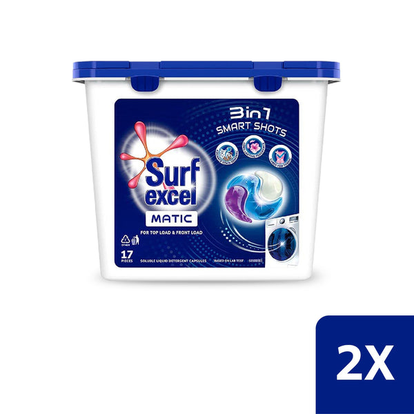 Surf Excel 3 in 1 Smart Shots Unit Dose Liquid Detergent Combo pack, Pack of (17X2)
