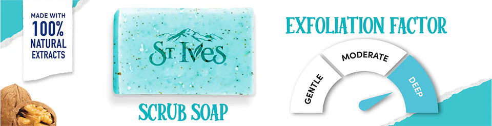 St Ives Coconut Water & Aloe Vera scrub soap| Exfoliating soap with Walnut & Coconut|Made with 100% Natural Extracts| For Natural Glowing skin