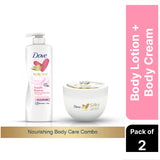 Dove Body Love Supple Bounce Body Lotion for Dry Skin Paraben Free 400ml and Dove Body Love Silky Pampering Body Cream Silky Soft Skin Paraben Free 300g(Combo Pack)