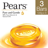 Pears Pure & Gentle Bathing Soap Bar 125 g (Combo Pack of 3) Moisturizing Glycerin Soap for Soft|| Glowing Skin & Body - Paraben Free|| For Men & Women
