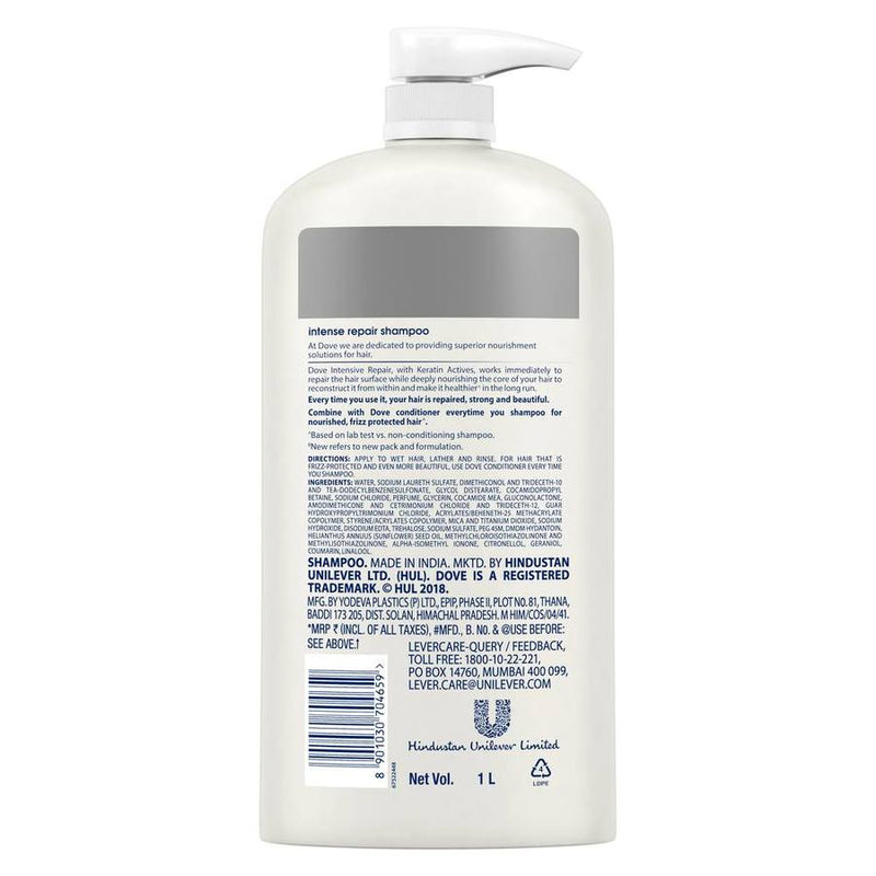 Dove Intense Repair Shampoo 1Ltr and Dove Intense Repair Conditioner 175ml (Combo Pack)