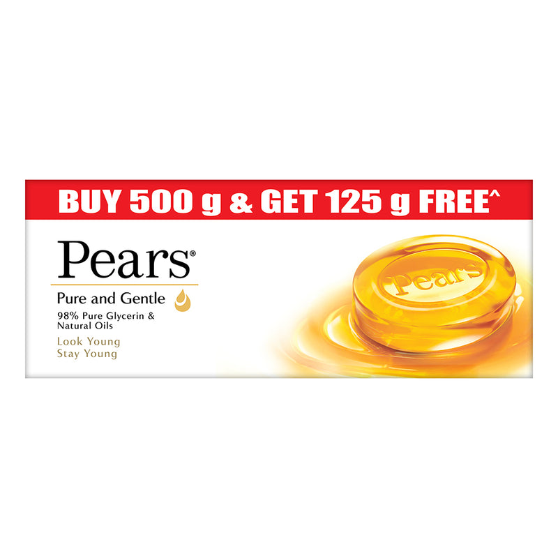 Pears Pure & Gentle Bathing Soap Bar 125 g (4+1 Free Combo) Moisturizing Glycerin Soap for Soft|| Glowing Skin & Body - Paraben Free|| For Men & Women