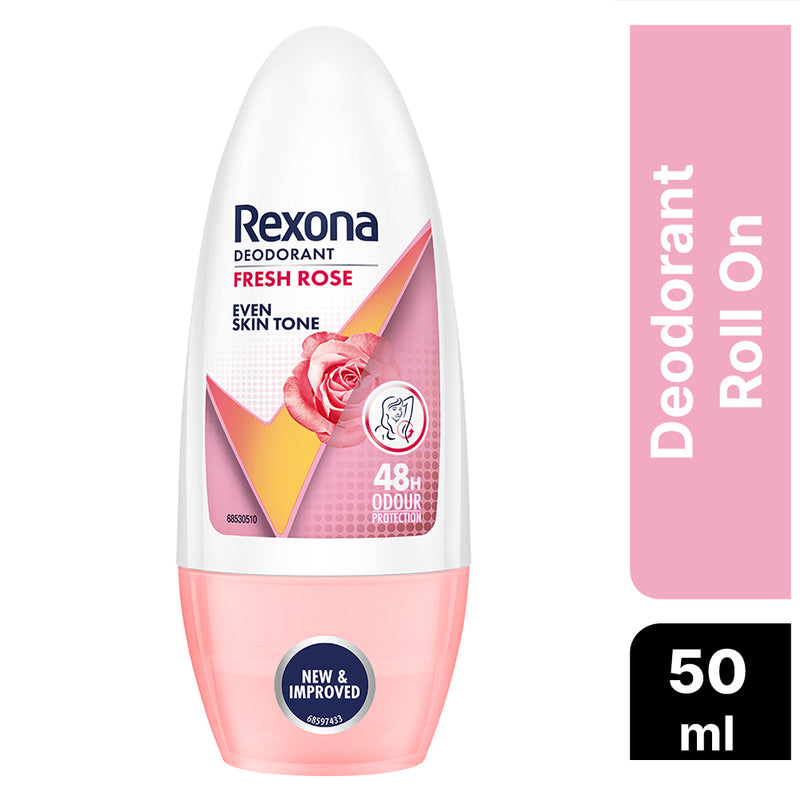 Rexona Fresh Rose Underarm Roll On Deodorant For Women|| Antiperspirant With Glycerine|| Removes Odour|| Keeps Skin Fresh & Clean|| Alcohol Free|| 50 ml