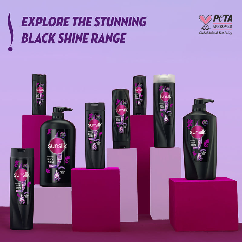 Sunsilk Stunning Black Shine Shampoo 1 L|| With Amla + Oil & Pearl Protein|| Gives Shiny|| Moisturised and Fuller Hair - Paraben Free