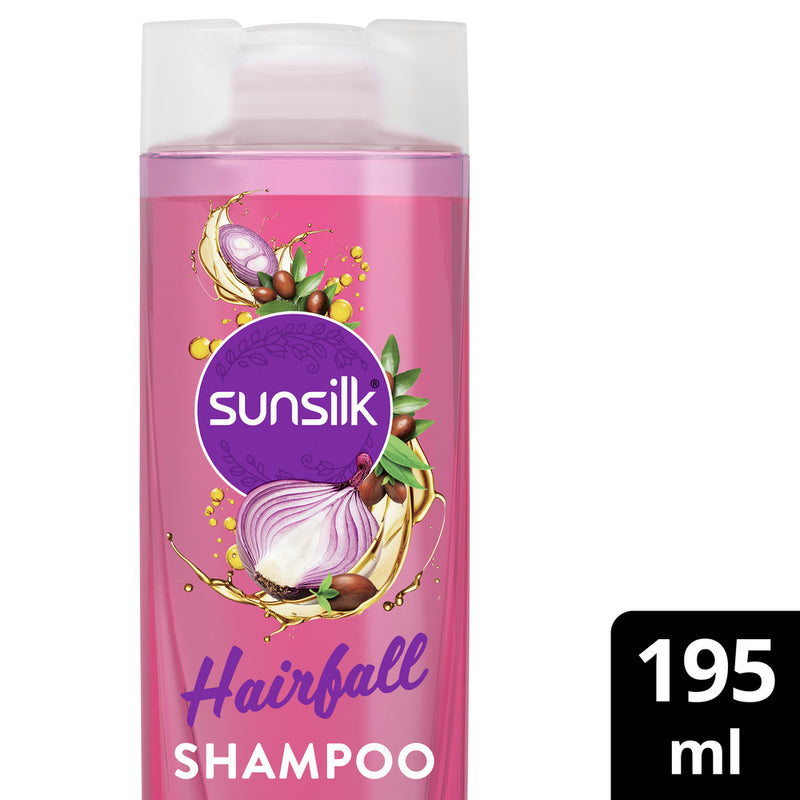 Sunsilk Hairfall Shampoo with Onion & Jojoba Oil|| that works best to nourish your long hair|| and makes it grow stronger from the first wash|| 195ml