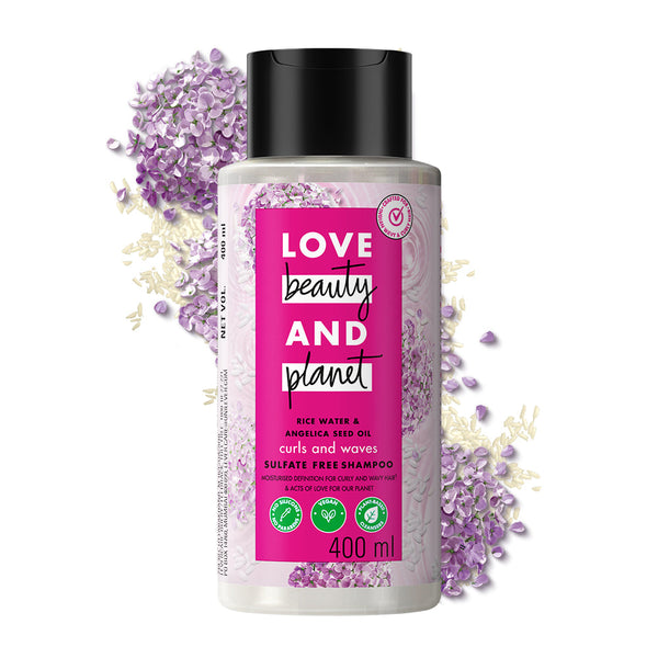 Love Beauty And Planet Rice Water & Angelica Seed Oil Silicone-Free Curl & Waves Shampoo|| No Parabens|| No Sulfates|| Angelica Essential Oil|| 400ml