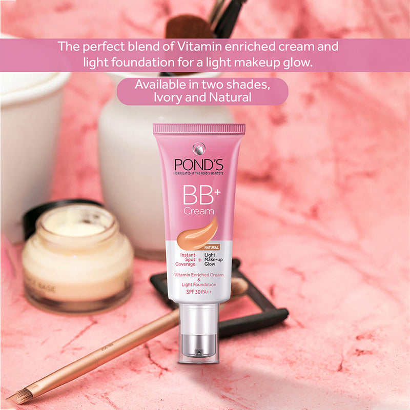 POND'S BB+ Cream, Instant Spot Coverage + Light Make-up Glow - Natural 30g