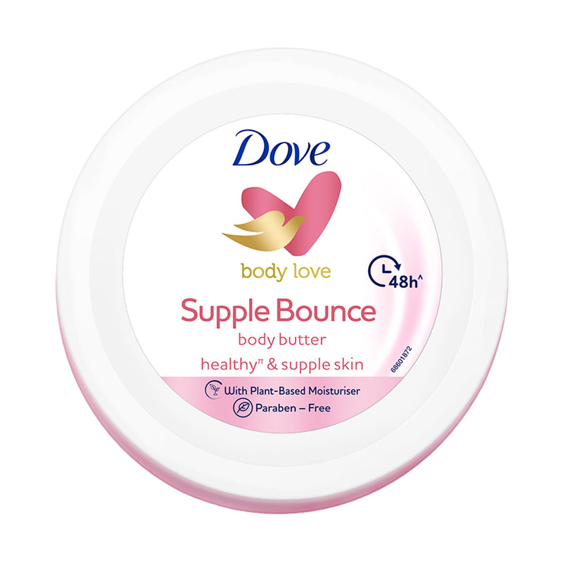 Dove Body Love Supple Bounce Body Butter Paraben Free|| 48Hrs Moisturisation with Plant based Moisturiser Supple and Healthy Skin 145g