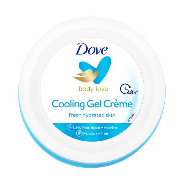 Dove Body Love Cooling Gel Crème Paraben Free|| 48hrs Moisturisation with Plan Based moisturiser|| Non Oily Feel|| Refreshed Hydrated Skin 245g