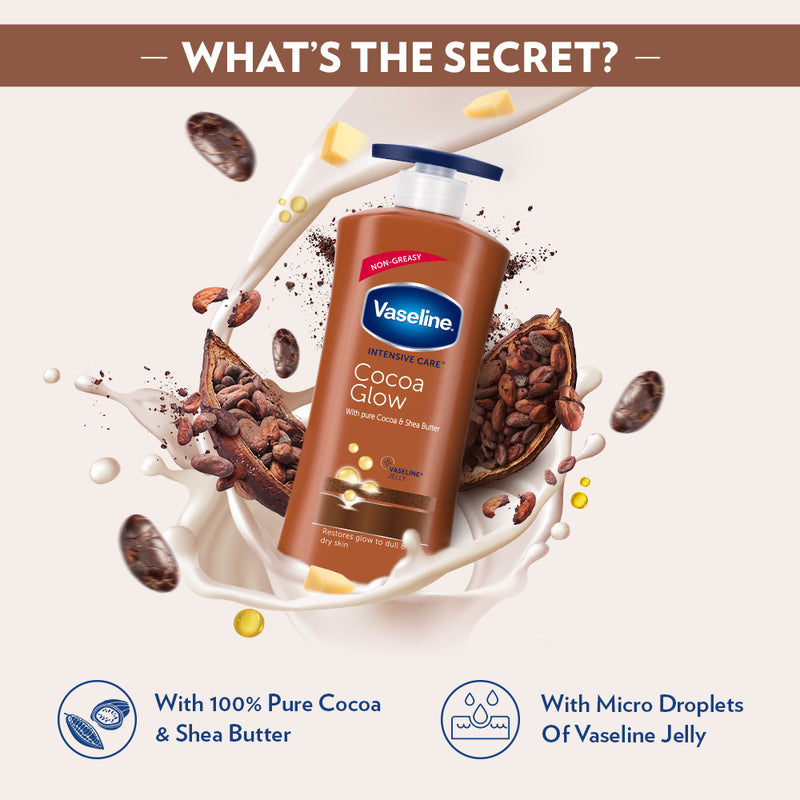 Vaseline Cocoa Glow Serum In Lotion, 600 ml | 100% Pure Cocoa & Shea Butter for Glowing & Soft Skin