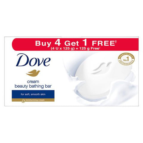 Dove Cream Beauty Bar - Soft, Smooth, Moisturised Skin, 125 g (Buy 4 Get 1 Free)  AND Pears Moisturising Bathing Bar Soap with Glycerine Pure & Gentle - For Golden Glow - (125g x 5)