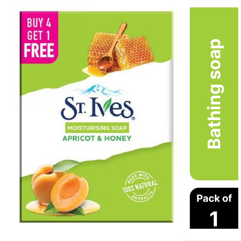 St Ives Apricot & Honey bathing soap| Moisturising soap with Walnut |Made with 100% Natural Extracts| For Natural glowing skin|PETA Approved|Cruelty free