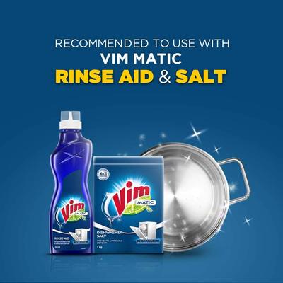 Vim Matic All in One Dishwasher Tablets 30 pc + Dishwasher Detergent 1kg + Rinse Aid 500ml (Combo Pack)