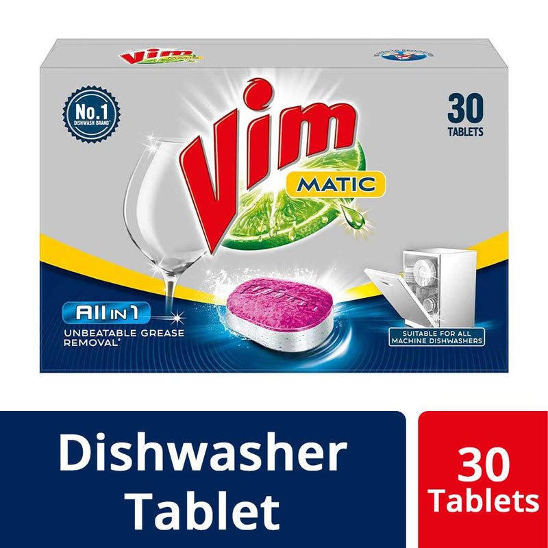 Vim Matic All in One Dishwasher Tablets 30 pc + Rinse Aid 500ml + Dishwasher Salt 1kg  (Combo Pack)