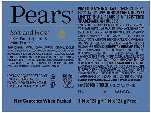 Pears Soft & Fresh Bathing Bar 3x125 g