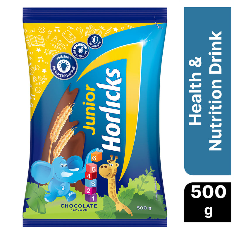 Junior Horlicks Health & Nutrition Drink Chocolate Pouch, 500 g