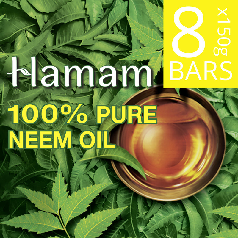 New Hamam bathing soap with 100% pure Neem oil which helps protects your skin from pimples and other skin problems