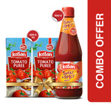 Kissan Sweet & Spicy Tomato Sauce 500gm Glass Bottle and Kissan Tomato Puree 200g (Combo Pack)