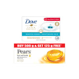Dove Care & Protect Bar, Removes 99% Germs & Moisturises Skin, 4x100g AND Pears Moisturising Bathing Bar Soap with Glycerine Pure & Gentle - For Golden Glow - (125g x 5)