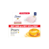 Dove Pink Beauty Bar - Soft, Smooth, Glowing Skin, 125g x 5 AND Pears Moisturising Bathing Bar Soap with Glycerine Pure & Gentle - For Golden Glow - (125g x 5)