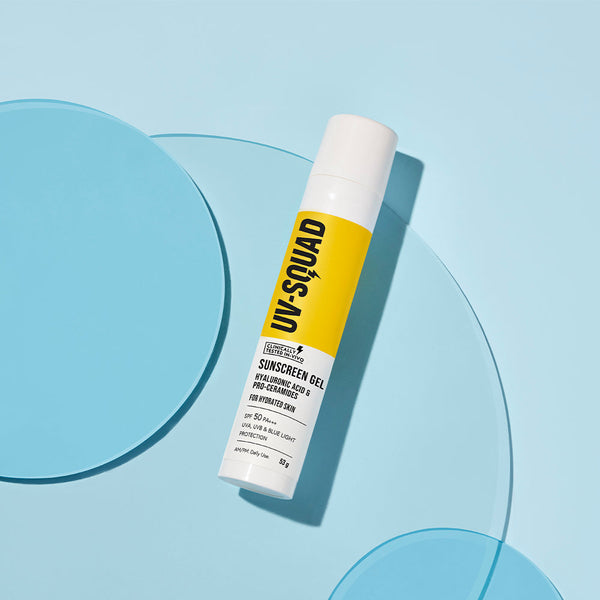UV Squad Sunscreen SPF 50 PA+++ with Hyaluronic & Pro-Ceramides | No white cast | Quick-absorbing with dewy finish