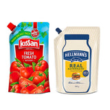 Kissan Fresh Tomato Ketchup Doy Pack 950gms and Hellmann’s Real Eggless Mayonnaise 800 g (Combo)