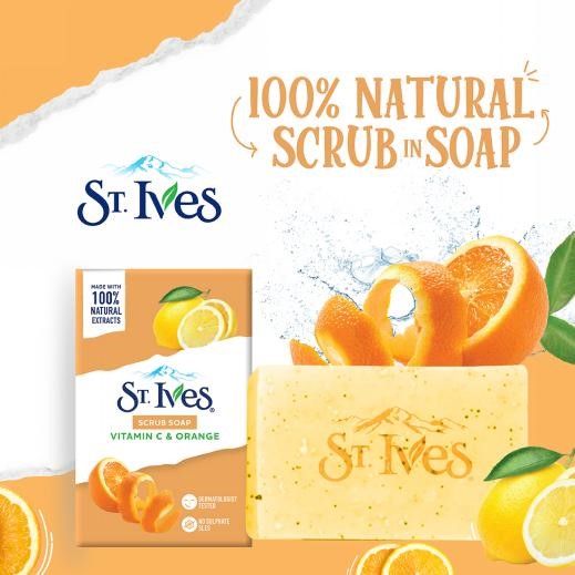 St Ives Apricot & Honey bathing scrub soap exfoliating soap with Walnut and St Ives Vitamin C & Orange bathing scrub soap exfoliating soap with Walnut & Coconut|Made with 100% Natural Extracts