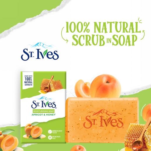 St Ives Apricot & Honey bathing soap| Moisturising soap with Walnut |Made with 100% Natural Extracts| For Natural glowing skin|PETA Approved|Cruelty free