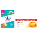 St Ives Coconut Water & Aloe Vera bathing scrub soap| Exfoliating soap with Walnut & Coconut| For Natural Glowing skin Buy 4 Get 1 Free  AND Pears Moisturising Bathing Bar Soap with Glycerine Pure & Gentle - For Golden Glow - (125g x 5)