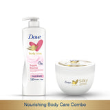 Dove Body Love Supple Bounce Body Lotion for Dry Skin Paraben Free 400ml and Dove Body Love Silky Pampering Body Cream Silky Soft Skin Paraben Free 300g(Combo Pack)