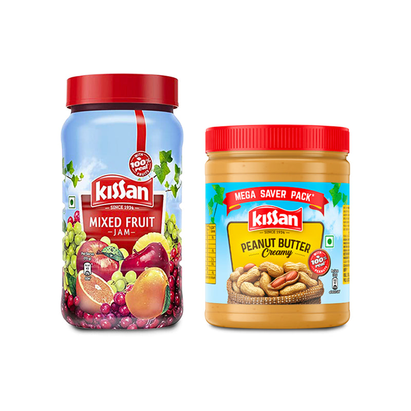 Kissan Mixed Fruit Jam 1Kg and Kissan Peanut Butter Creamy 920 g (Combo Pack)