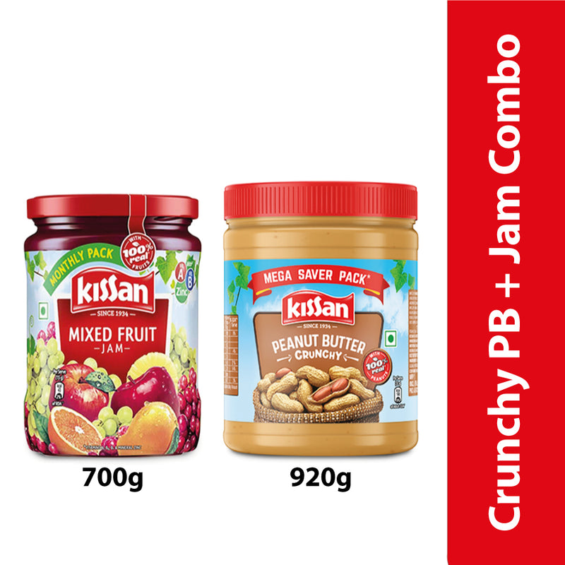 Kissan Mixed Fruit Jam 700 g and Kissan Peanut Butter Crunchy 920 g (Combo Pack)