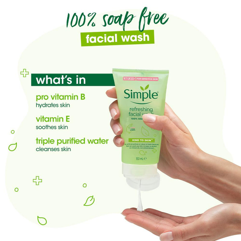 Simple Kind to Skin Refreshing Facial Wash & Micellar Cleansing Water Combo - (150ml +200ml)